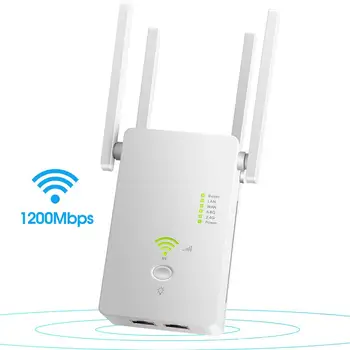 

KuWFi 1200Mbps WIFI Repeater Signal Booster Range Extender 2.4GHz 5GHz With Antenna Dual Band Smart Router ABS Amplifier
