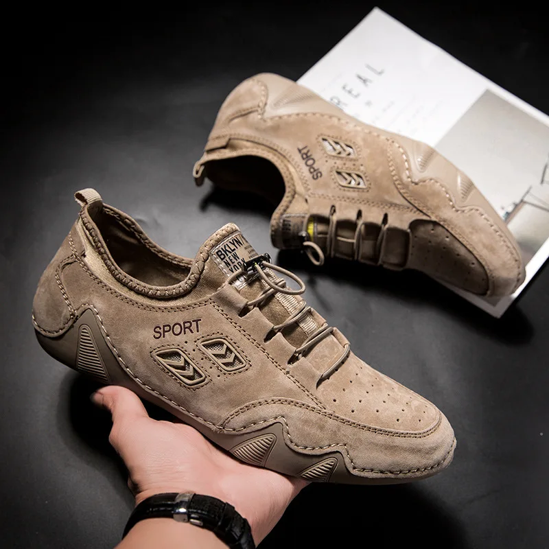 2020 Men Casual Shoes Soft Genuine Leather Loafers Fashion Brand Men Flats Comfy Casual Shoes Fashion Men Sneakers