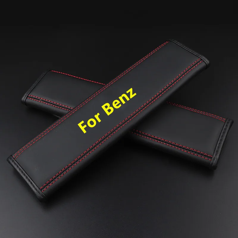 

2x Leather Car Seat Belt Pad Seat Belt Shoulder Pad Safety Belt For Mercedes-Benz C E M S R Class CLK CLS SL SLK GLK Belts Pad