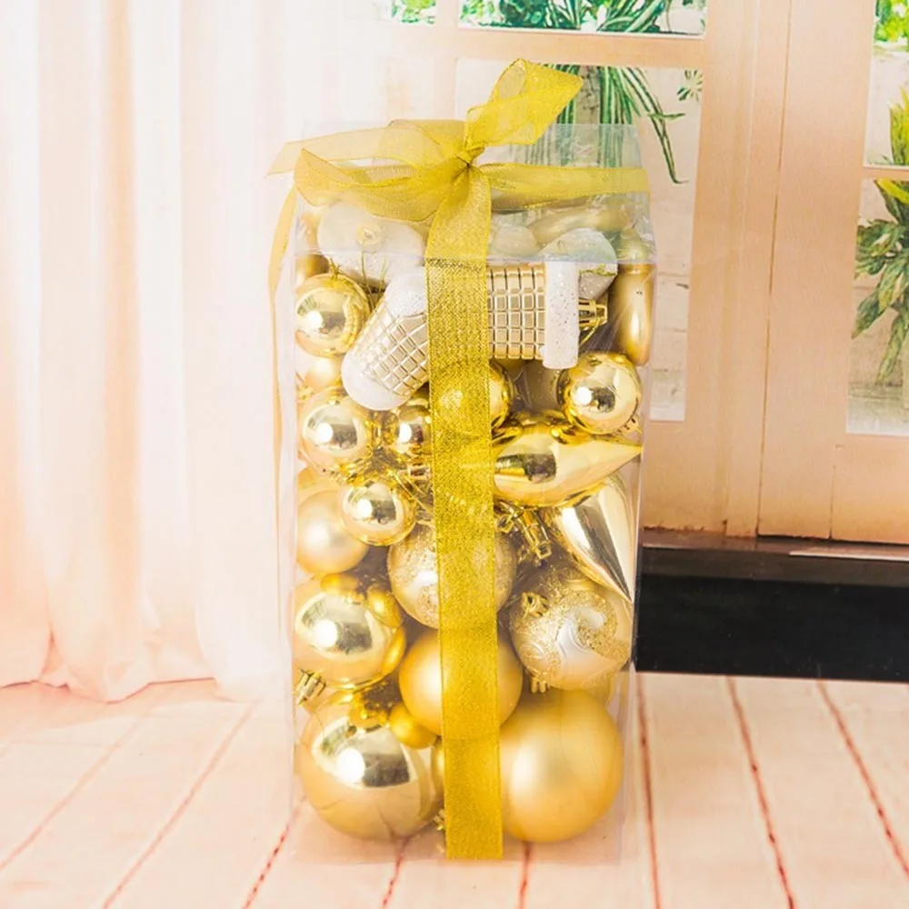 

50pcs/lot Christmas Tree Golden Ball Stocking Design Decoration Party Hanging Ornament Drop Pendant Xmas decorations for Home