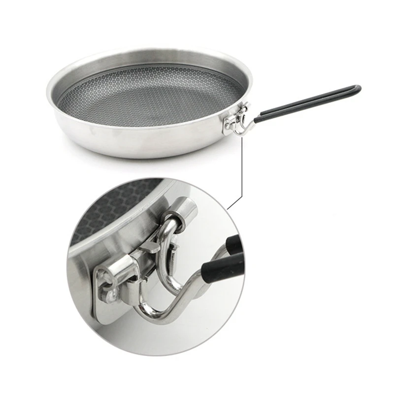 

Camping Picnic Fishing 304 Stainless Steel Non-stick Sports Outdoor Tools Collapsible Frying Pan