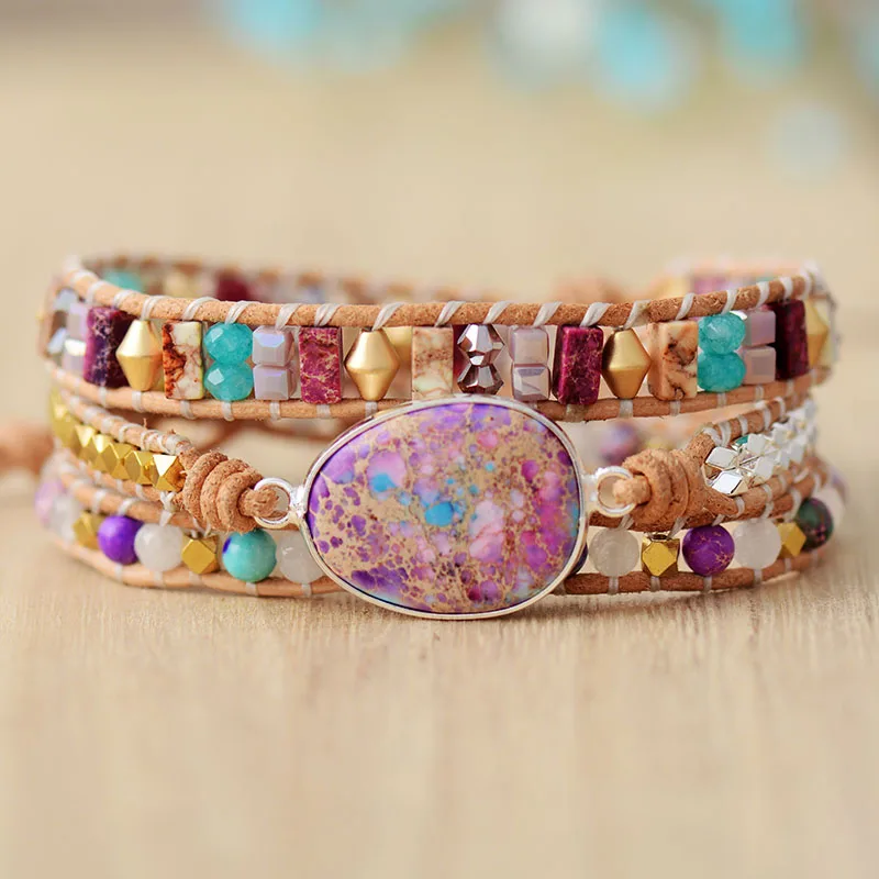 New Romantic Leather Wrap Bracelets Nautural Stone Multilayers Strand Bracelet Teengirl Women Jewelry Bijoux Dropshipping