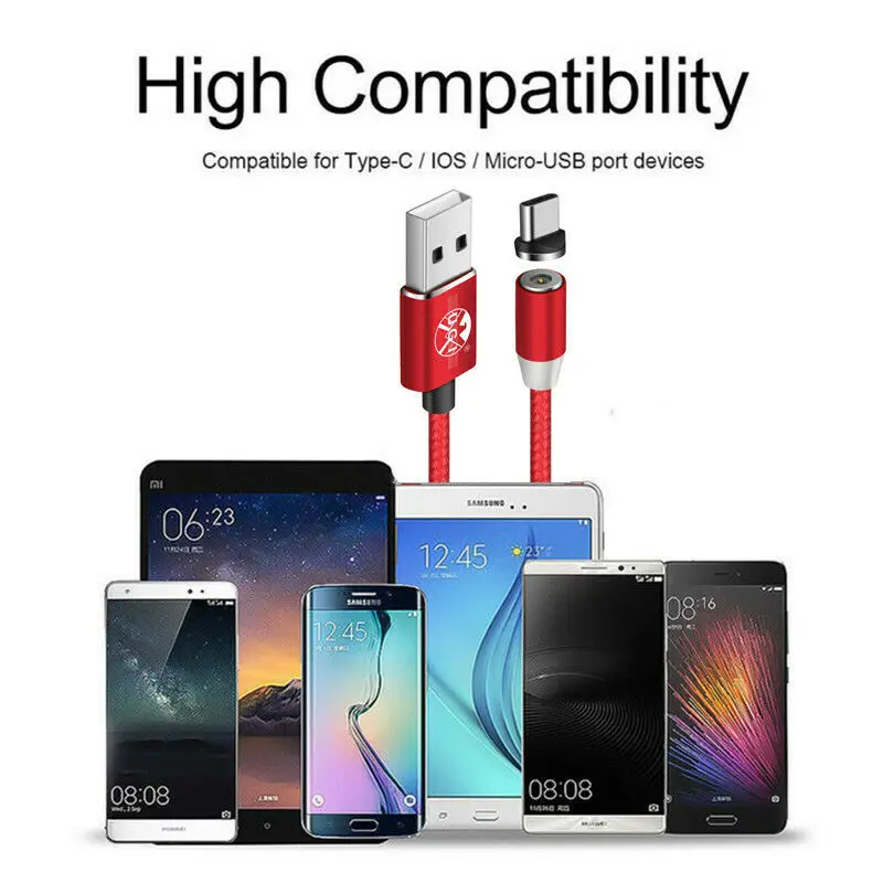 3 пакет Быстрый Магнитный переходник для зарядки для iPhone Android USB C зарядный кабель