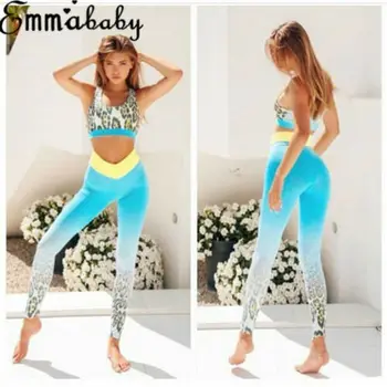 

Fashion Women Sport Gym Yoga 2 Pcs Vest Bra Sports shark lulu Legging Pants Outfit Wear Set leggings sport women fitness