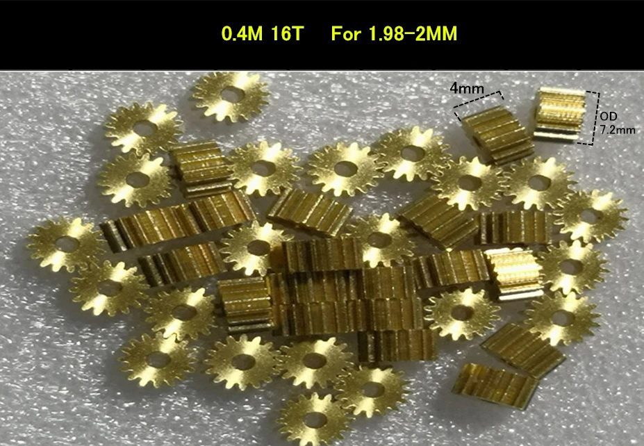 0,4 Modulus 16 Зуб 0,4 м 16 т 1,98 мм 2 мм отверстие медная Шестерня spurstraight
