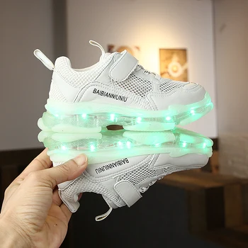 

Warm like home Children Shoes With Light Boys&Girls Casual LED Shoes For Kids USB Charging LED Light Up 3 Colors Wing Kids Shoes