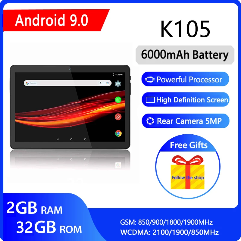 

ZONKO 10 inch Tablet Android 9.0 Tablet PC 3G Phone Call Tablet Quad Core 32GB ROM 1280*800 GPS Google Play Kids Tablet