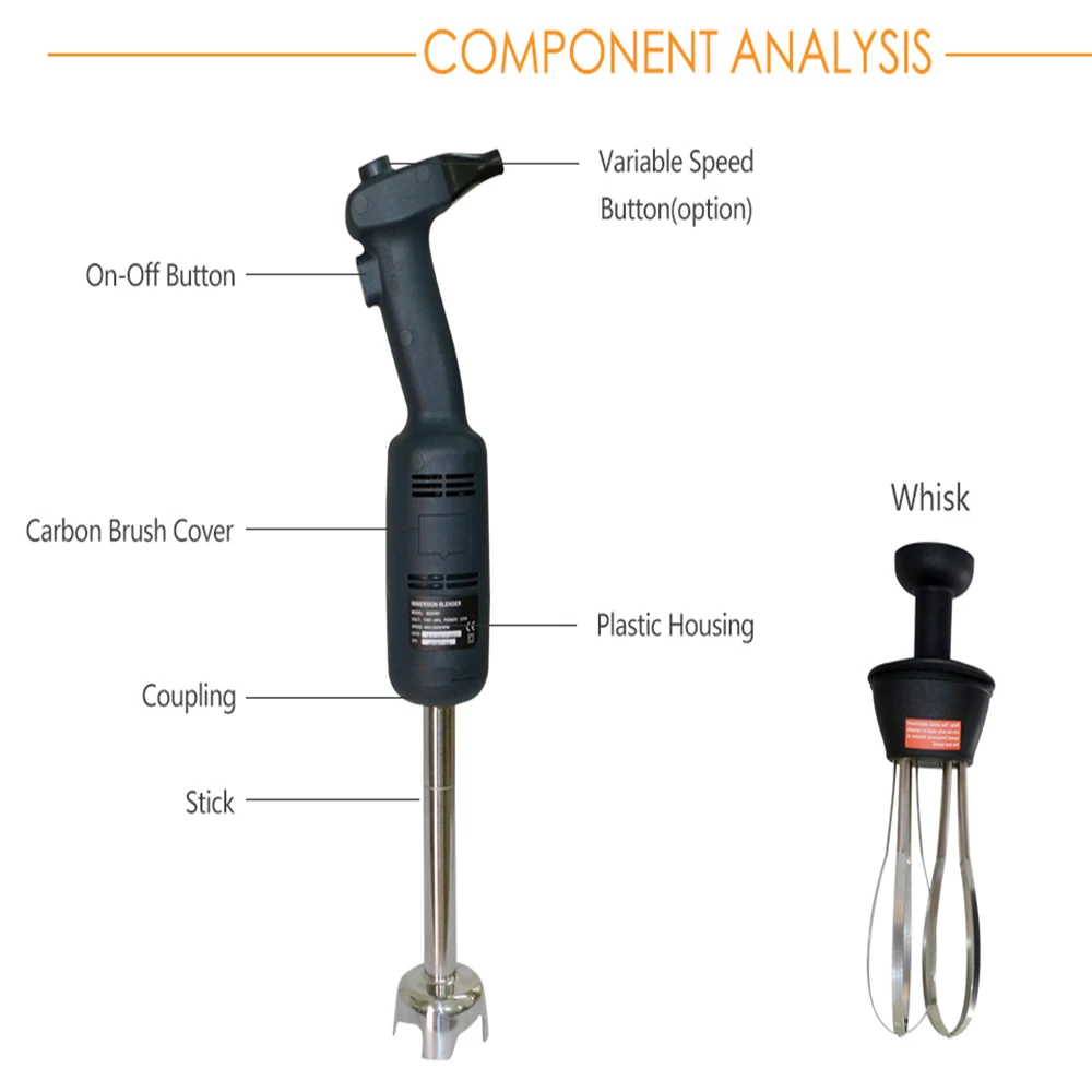Commercial hand blender cooking bar electric ice cream stir bar stainless steel blender mixer