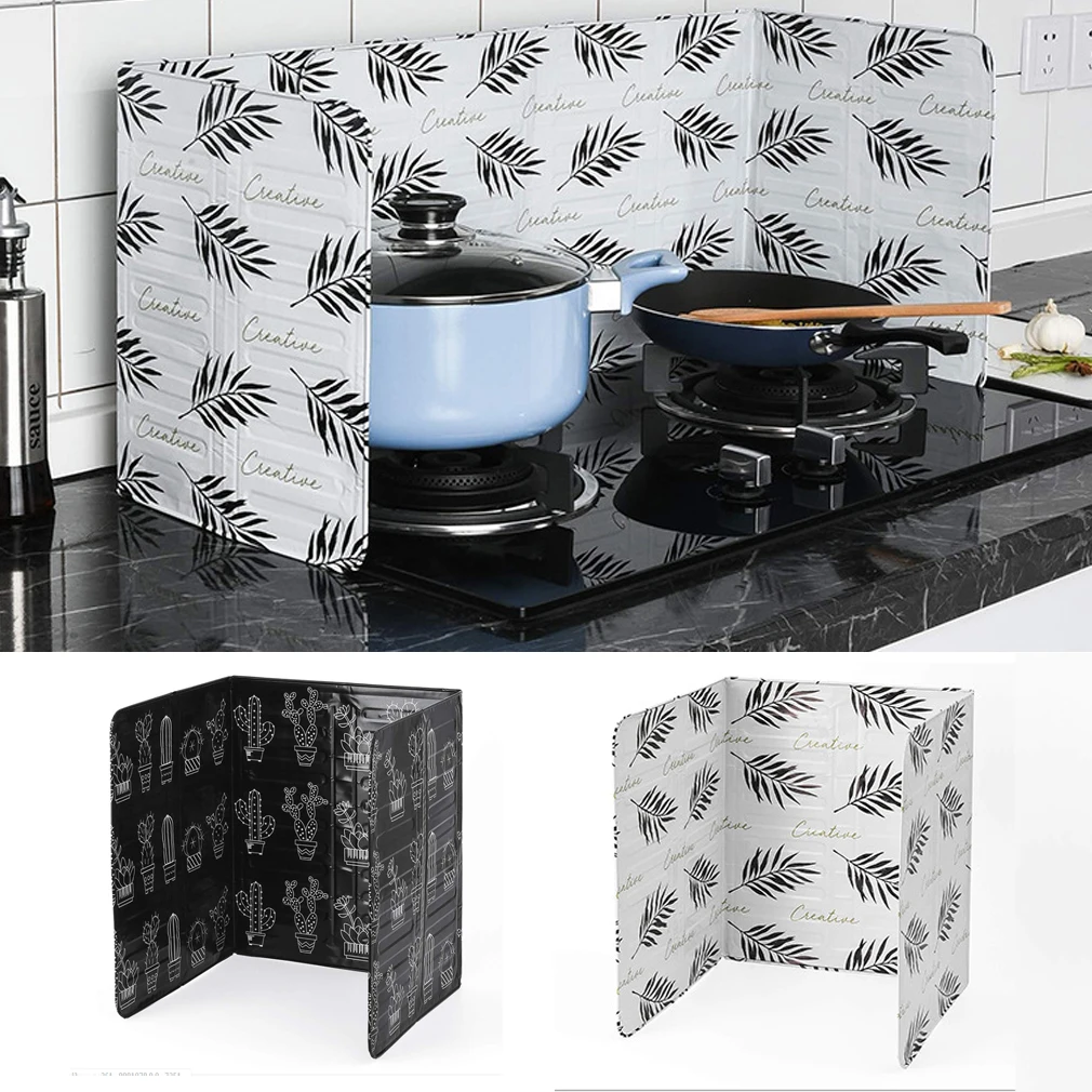 Aluminum Foil Oil Block Oil Barrier Stove Cook Cactus Printed Anti-Splashing Baffle Heat Insulation Utensils Kitchen Guard