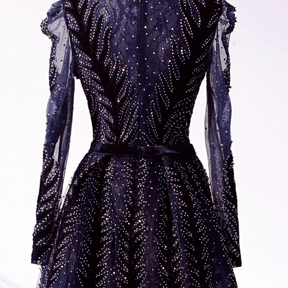 Женские вечерние пышные платья с длинным рукавом Robe De Soiree, сексуальное роскошное платье со стразами, Дубай, выпускное платье размера плюс, торжественное платье