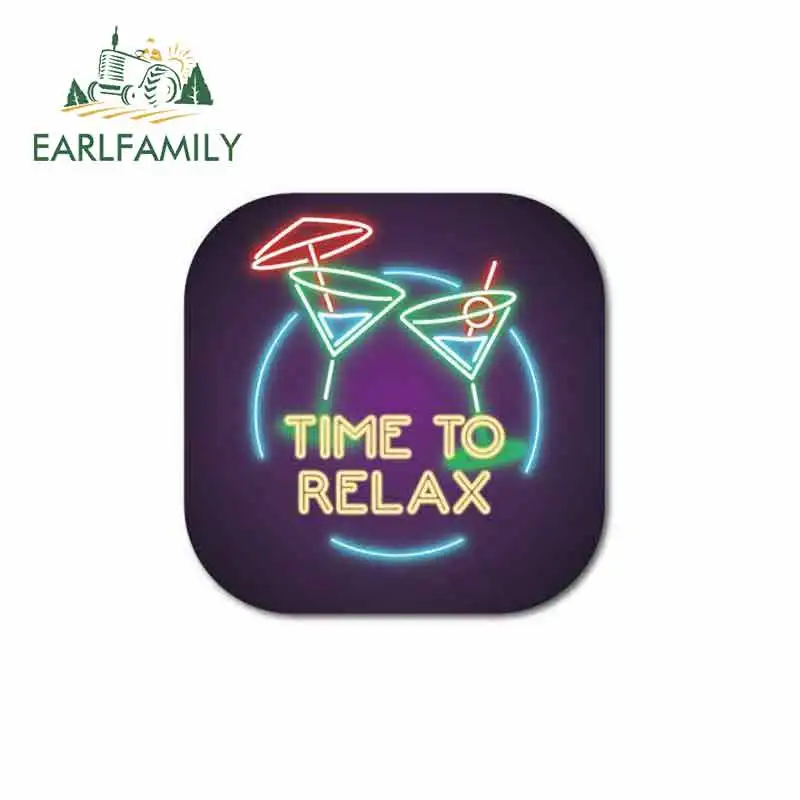 

EARLFAMILY 13cm x 13cm for Time To Relax Sign funny car stickers waterproof Anime vinyl JDM Sunscreen Windshield accessories