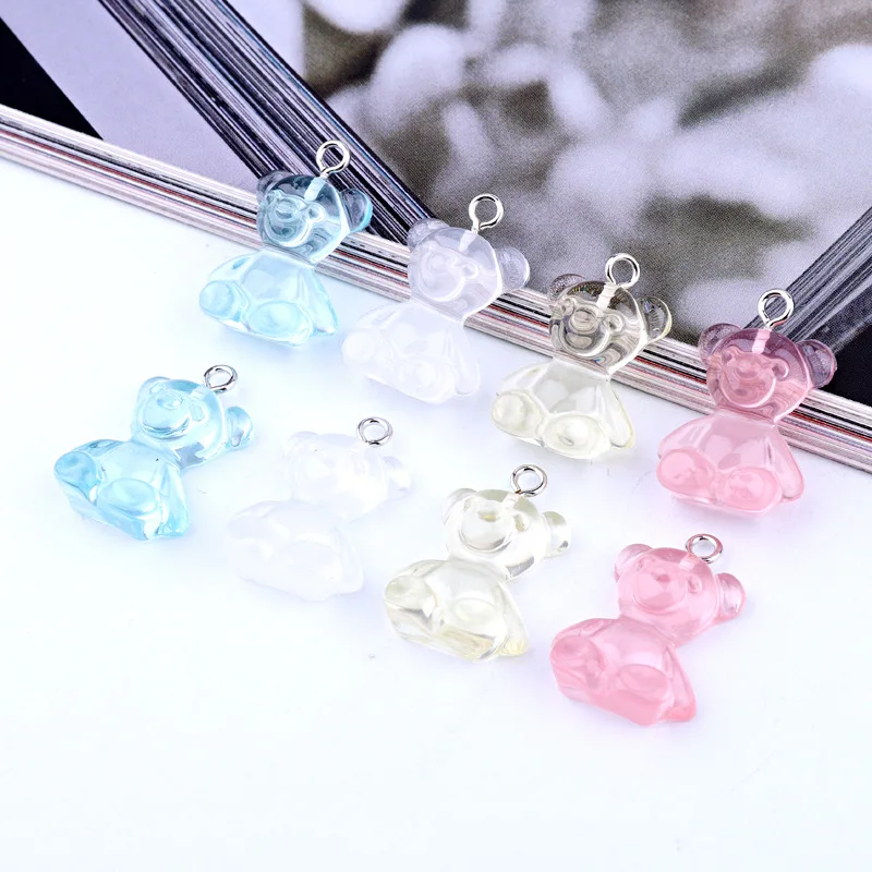 5pcs Cartoon Candy Bear Earring Resin Charms Pendants For Necklace Findings Kawaii Bracelet Dangle Earrings Diy Jewelry Making |