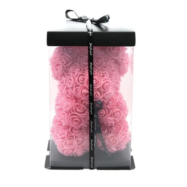 Новинка 25 см Плюшевый цветок розы упаковка для подарка с медведем коробка Свадебное Рождественское украшение день Святого Валентина подарите подруге Gif