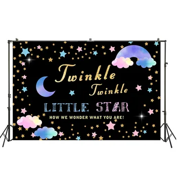 

HUAYI Twinkle Twinkle Little Star Backdrops Gender Reveal Backdrop Baby Shower black Photo booth Background Photography W-1988
