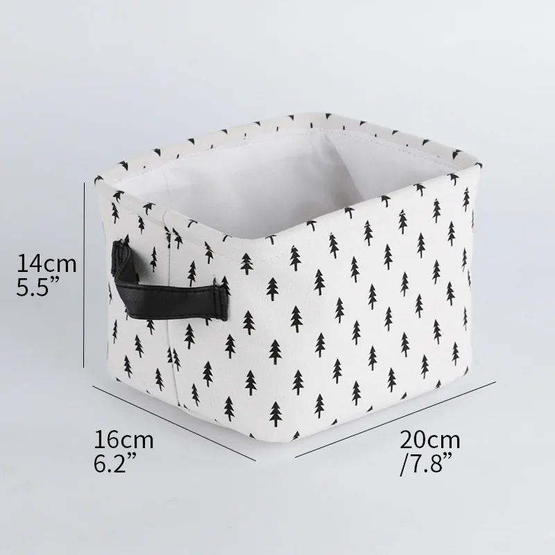 Thicken Desktop Storage Basket Sturdy Cotton Linen Box Organizer for Makeup Jewelry Sundries Kids Toy Book - Цвет: Tree