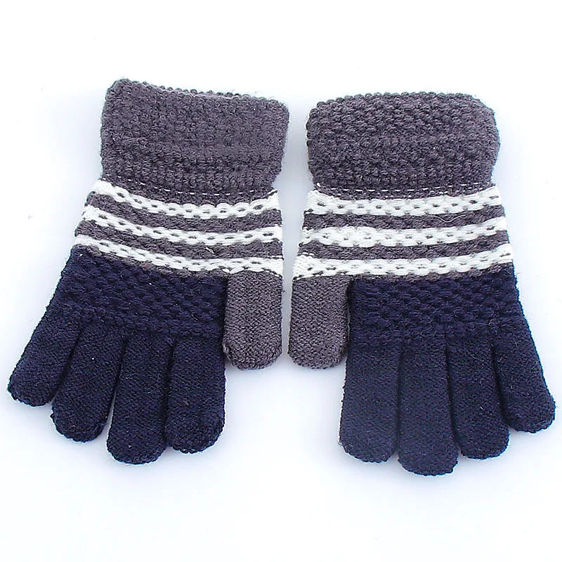 Зимние теплые детские перчатки ярких цветов, Детские эластичные варежки, детские перчатки для мальчиков и девочек, вязаные перчатки для От 7 до 12 лет - Цвет: 5