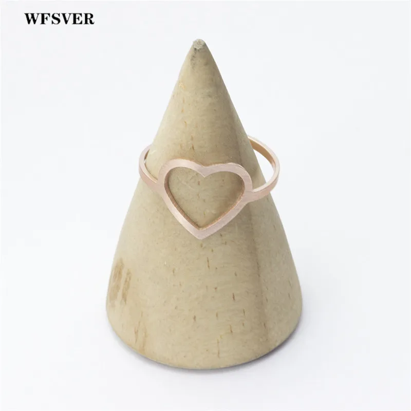 rose gold WFSVER женское кольцо из нержавеющей стали золотое/серебряное/Розовое сердце золотистого цвета Шарм Незамкнутое регулируемое кольцо для женщин ювелирные изделия - Цвет основного камня: rose gold