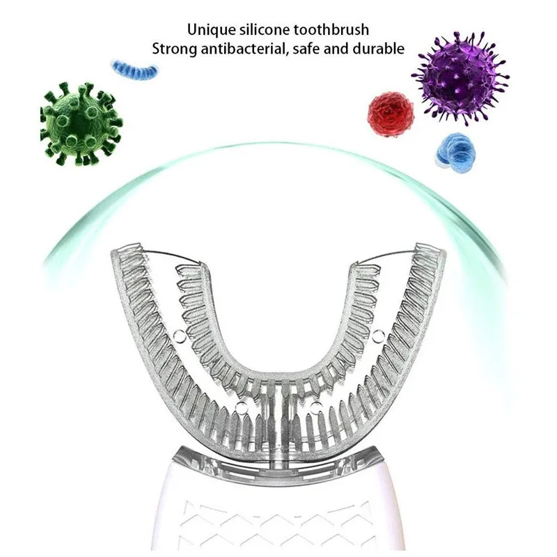 360 Degree Intelligent Automatic Sonic Toothbrush U Type Tooth Brush USB Charging Tooth Whitening Blue Light