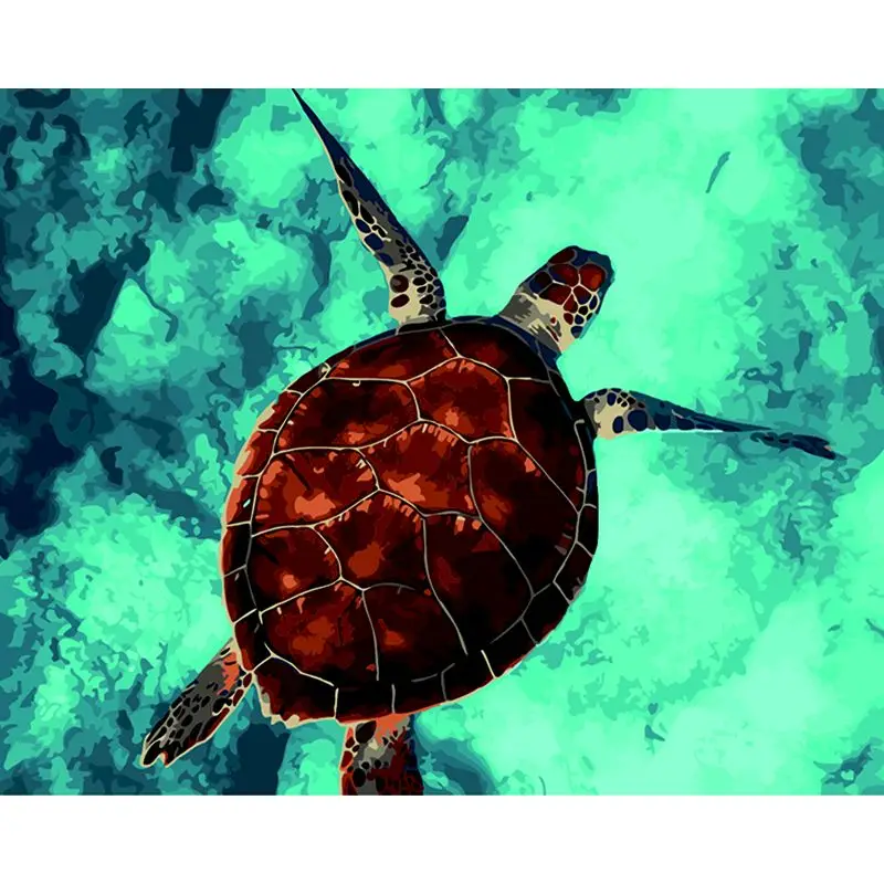 

RUOPOTY DIY Paint By Numbers sea turtle Oil Painting By Animals Number On Canvas Handmade Gift For Adult Unique Gift Home Decor