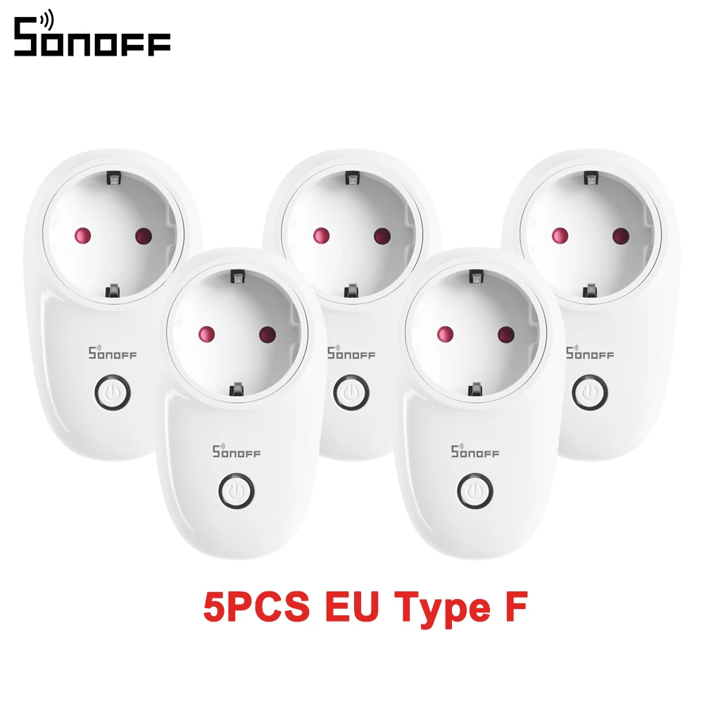 1/3/5PCS Itead SONOFF S26 WiFi Smart Plug EU Power Socket Wireless Outlet Timer Remote Control Works with Alexa Google Home 