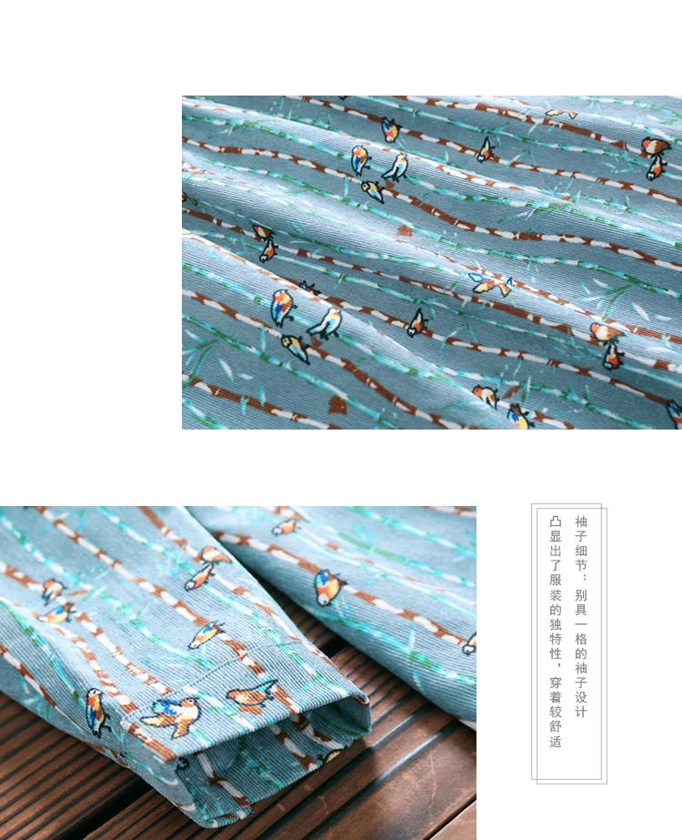 Mori girl robe Femme осень зима винтажное женское платье Elbise длинный рукав Высокая талия цветочный принт вельветовые платья N9