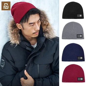

Youpin Qimian Wool-Blend Knitted Hats for Men Women Skullcap Men Beanie Hat Winter Brimless Cap Fine Weaving Detachable Hair Bal