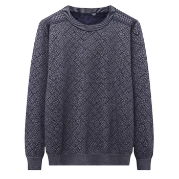 

Fat Man Men's Wear Plus Fat plus Plus Velvet Thicken T Shirt Middle Age Dad Knitting Top Season Fat Backing Shirt