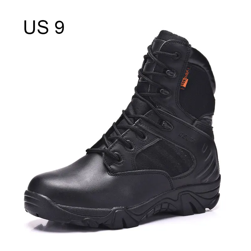 Военные тактические ботинки; мужские кожаные водонепроницаемые ботинки для пустыни; армейские ботинки для альпинизма и охоты; походная обувь - Цвет: Black42