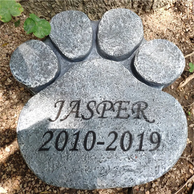 Piedra conmemorativa personalizada para mascotas, marcador para interior y exterior, para jardín, patio, pérdida de regalo para mascotas, huella de pata, Tombstone JSYS