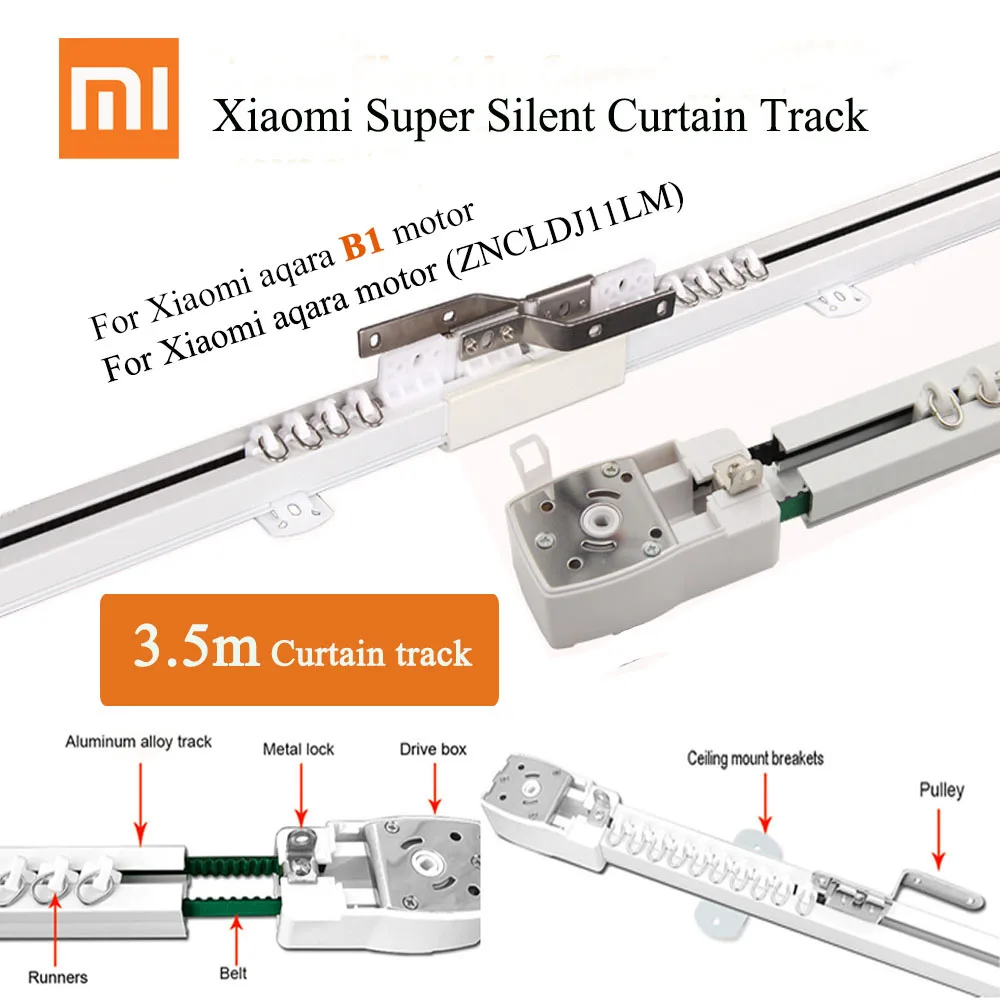  3.5m Xiaomi Aqara/Aqara B1 /Dooya KT82/DT82/KT32 motor Customizable Super Silent Curtain Track High