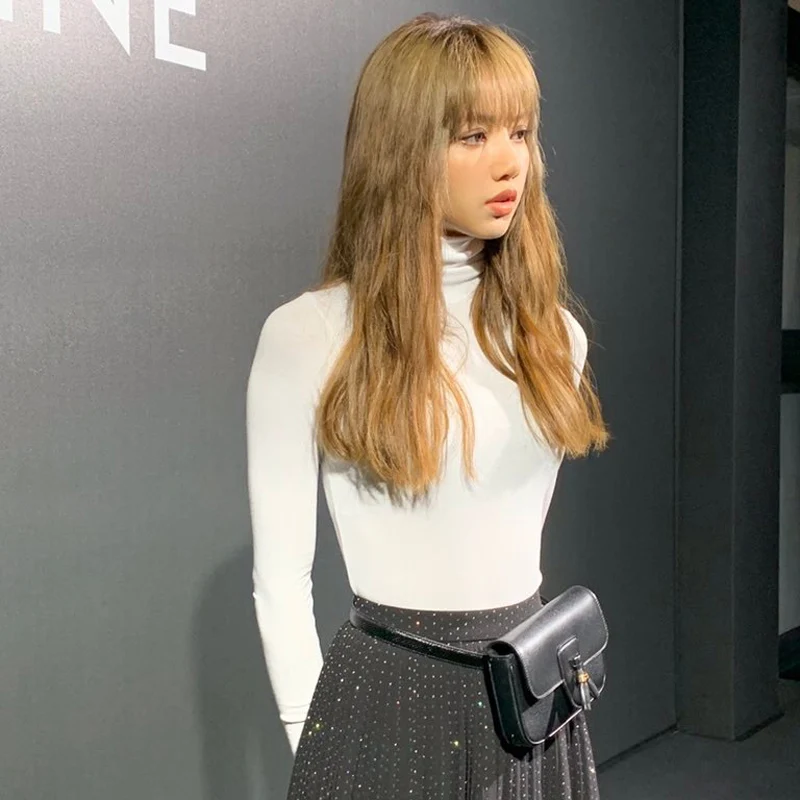 Kpop Blackpink Lisa корейские белые хлопковые толстовки с капюшоном женские хип-хоп Уличная тонкие высокие толстовки с воротниками женская одежда