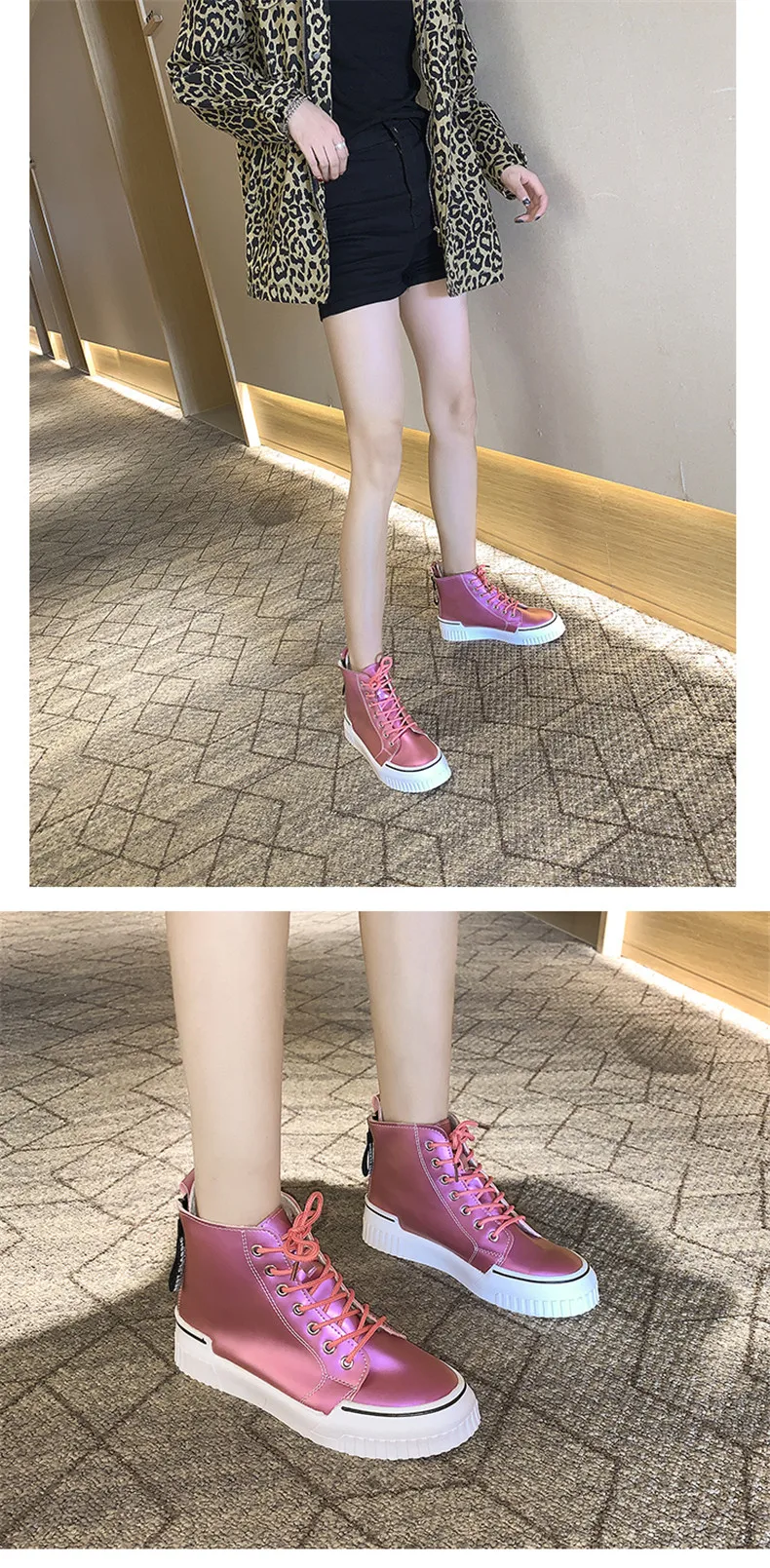 CAGILKZEL 2019 Winter Shoes Woman Boots Warm Fur Plush Sneakers Women Ankle Pink Boots Women Lace-up Ladies Shoes (12)