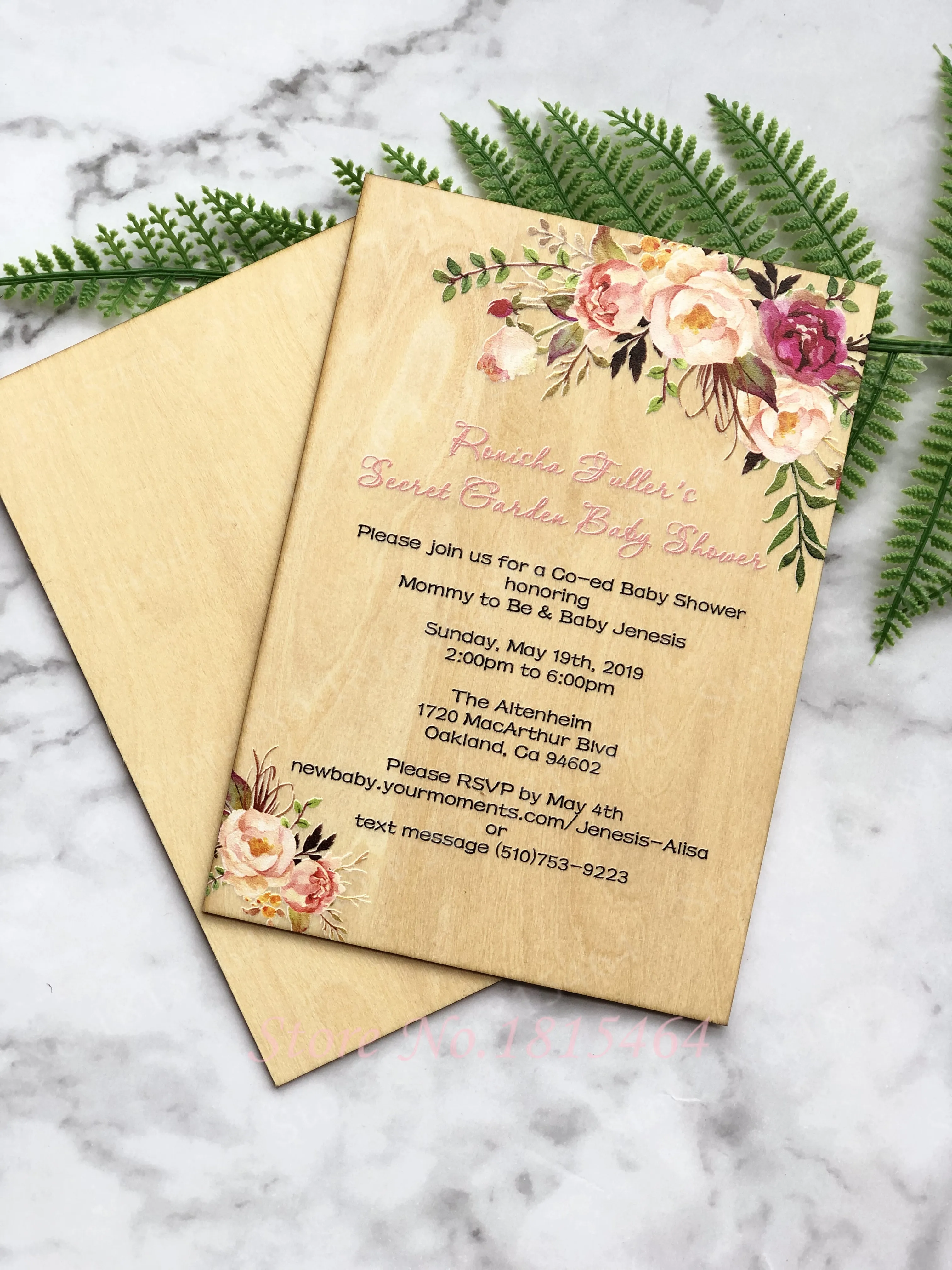  10pcs Acrylic Card Custom Colorful UV Printing Wooden Wedding Invitation Card Business Invitations  - 4000236976827