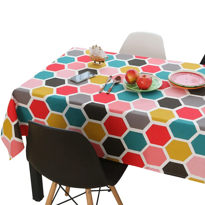 

Rectangle Cotton Linen Honeycomb Shape Tablecloth Modern Korean Style Lace Dust Proof Table Covers Birthday Anniversary Family