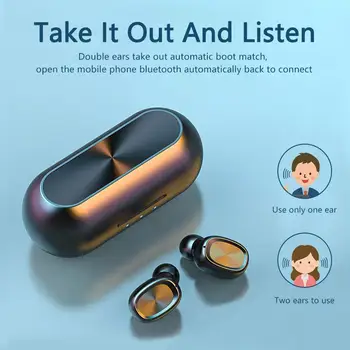 

Yiwa B5 Wireless Bluetooth Headphones With Led Power Display Case TWS 3D Stereo Sound IPX5 Waterproof Whit Charging Box r30