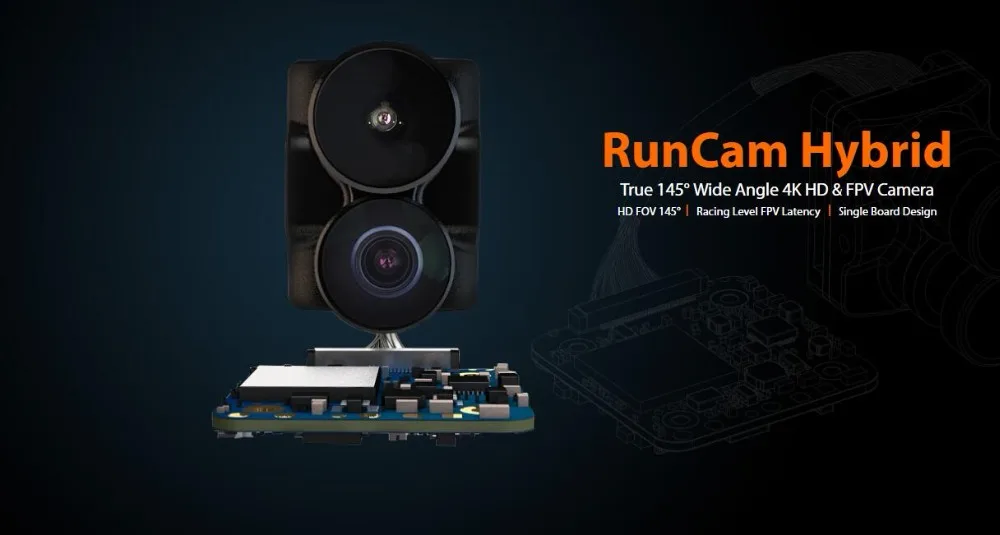 Runcam Гибридный 145 ° широкоугольный 4K HD/съемкой от первого лица 2-в-1 камера для дрона с дистанционным управлением