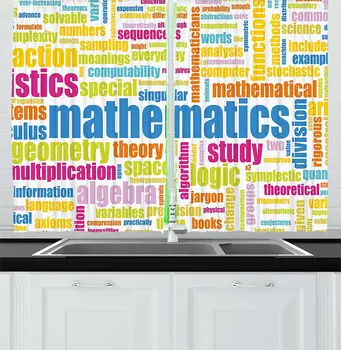 

Mathematics Classroom Kitchen Curtains Math Related Different Words Conceptual Terminology Group Print Window Curtain for Kitche