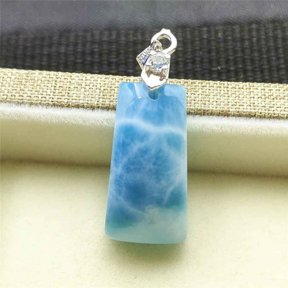 Топ натуральный синий подвеска larimar 23x12x10 мм драгоценный камень для женщин и мужчин прямоугольник от Доминики юбилей подарок Мода ожерелье AAAAA