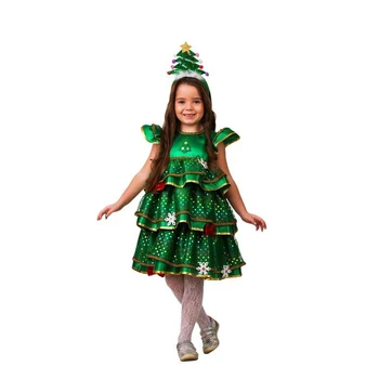 

Carnival costume "Little Christmas tree", satin, dress, headband, size 26, height 104 cm