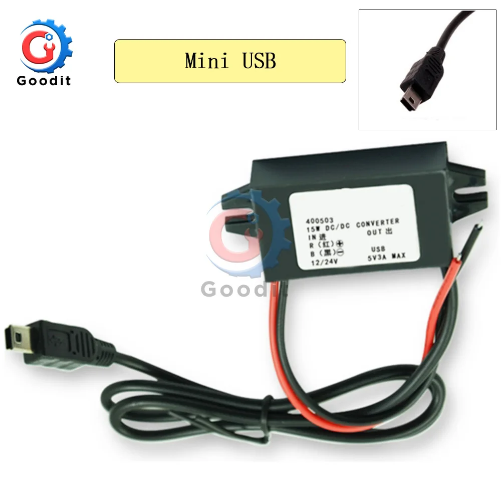 DC-DC 12 В до 5 В 3 А 15 Вт автомобильный преобразователь питания Micro Mini USB понижающий напряжение источник питания выходной адаптер низкий нагрев автоматическая защита