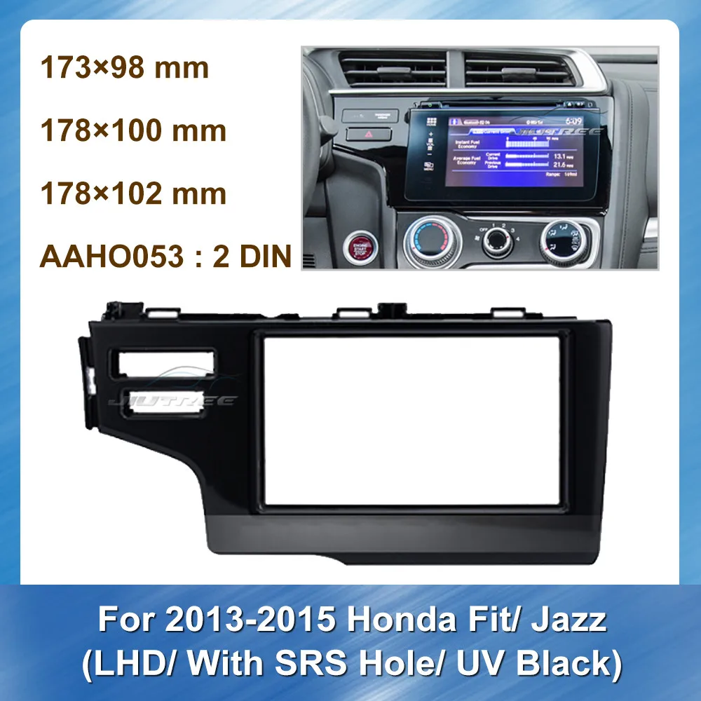 2 Din Автомобильная магнитола Fascia ДЛЯ Honda Fit Jazz LHD с SRS отверстием UV Black 2013-2015