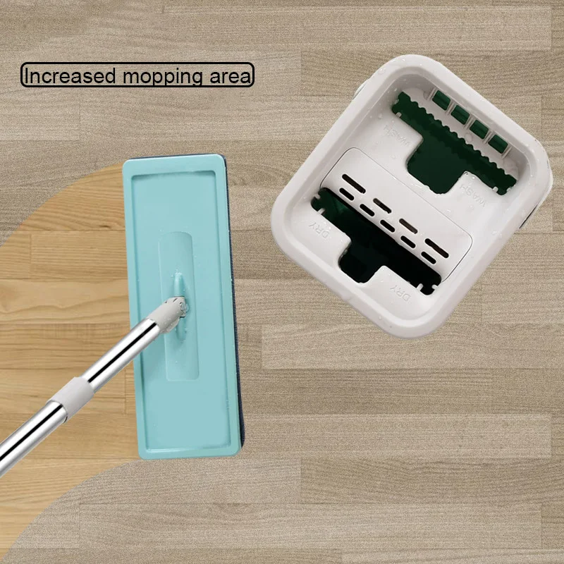 Flat Squeeze Mop and Bucket Hand Free Wringing Floor Cleaning Mop Dry Wet Dual Use Home Kitchen Floor Cleaning Mops