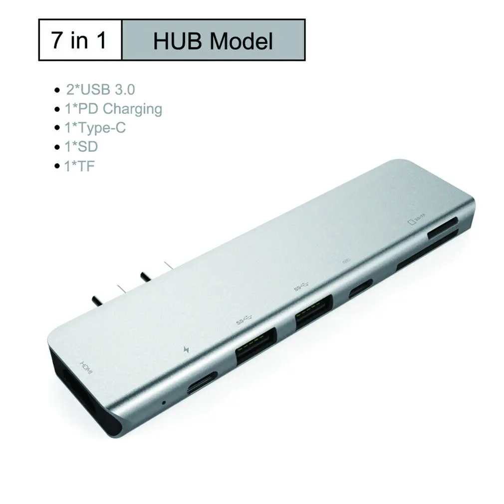 7 в 1 USB-C концентратор type-C многопортовый кардридер адаптер 4K HDMI для MacBook Pro кардридер type C PD зарядный адаптер