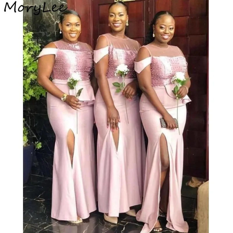 Bridesmaid Dresses Scoop Sleeveless Side Slit Mermaid Satin Pleated Pearl Bridesmaid Dresses Wedding Party Bridemaid Gowns Bridesmaid Dresses Scoop Sleeveless Side Slit Mermaid Satin Pleated Pearl Bridesmaid Dresses Wedding Party Bridemaid Gowns