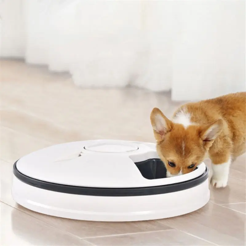 Pet Automatic Feeder for Cats Dogs, Timed Food Dispenser 6 Meal Trays Dry Wet
