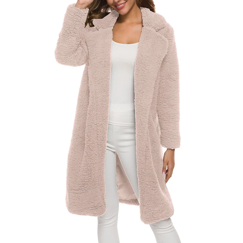 Модное осенне-зимнее пальто из искусственного меха, женское теплое пальто с плюшевым мишкой, женская меховая куртка, Женская плюшевая верхняя одежда, длинное пальто
