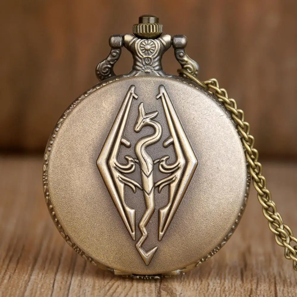 Античная бронза skyrim женские и мужские кварцевые карманные часы с подвеской