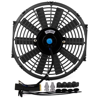 

Universal 12 inch Car Water Oil Cooler Dc12V 90W Pull/Push Bend Black Blade Electric Cooling Radiator Fan For Car Kart Buggy