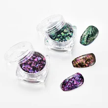 8 г/кор. 6 цветов хлопья Хамелеон порошок для ногтей хлопья гвоздь Блестящий зеркальный Мерцающий Порошок для дизайна ногтей блестящая пыль галактические украшения