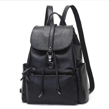 

Draw a rope Opening way New Backpack Women's Bag genuine Leather Stitching Multi Pocket Large Capacity Backpack women Rucksack